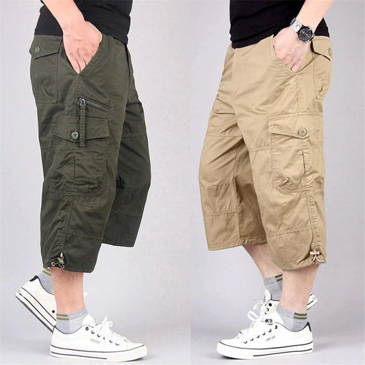 Men's Tactical Cargo Shorts - Multi-Pocket Cotton Capri Pants