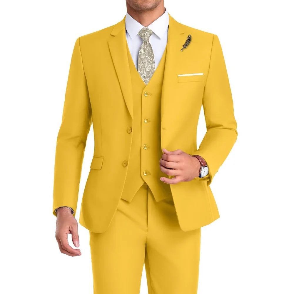 High-Quality Slim Fit Men's Suit Luxury Elegant Business Wedding Fashion Clothing
