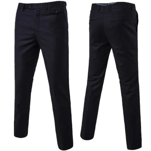 Men's Slim-Fit Suit Pants Business Casual Formal Trousers