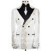 Elegant Suits Men Black Label Jacquard Jacket Pants 2 Piece Sets High-End Customized Beaded Stones Groom Wedding Tuxedos Attire