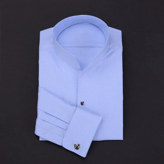 Men's Long Sleeve French Stand Collar Business Casual Spring and Autumn Shirt