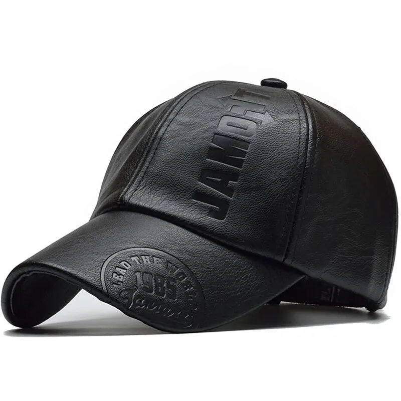 Pu Leathe Letter Printing Baseball Cap - Adjustable Outdoor Sunscreen Casual Hat for All Seasons