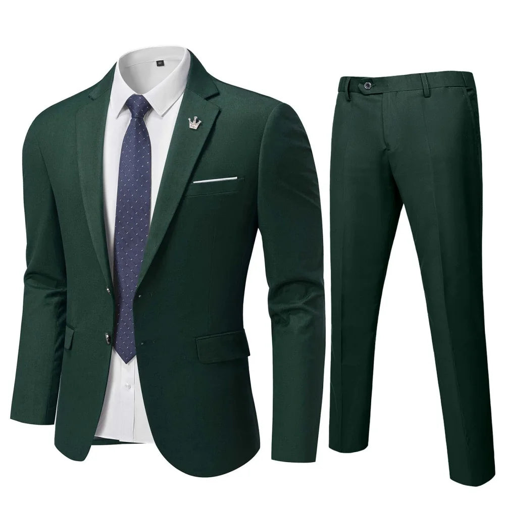 Elegant Men's Formal Suit with Xale Lapel for Parties Black Brown Green