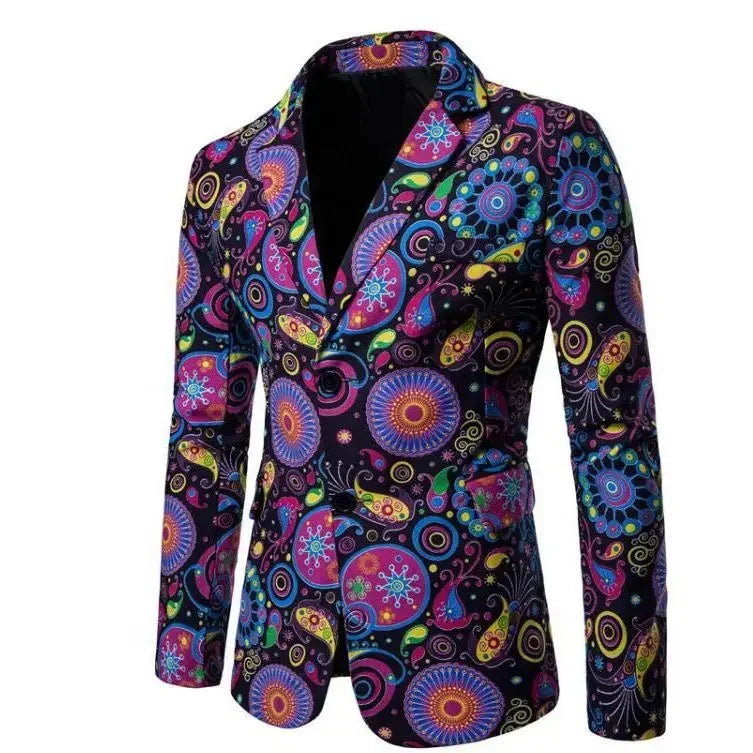Party Short Stamp Men's Jackets Printed Cropped Coat Elegant Fashionable Simple Breasted
