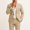 Two-piece Digital Printing Linen Suit With Two Buttons