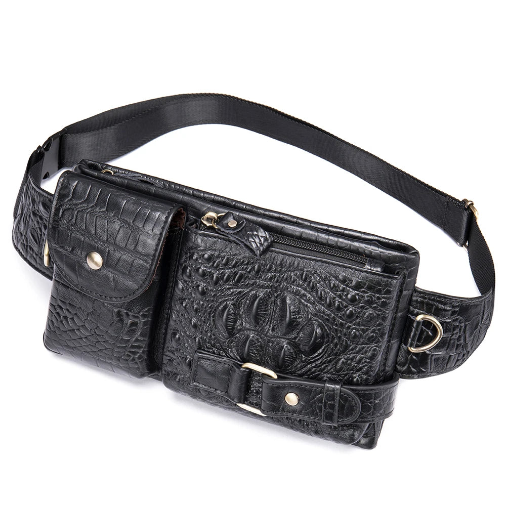 WESTAL Genuine Leather Waist Pack - Premium Cowhide Belt Bag for Men