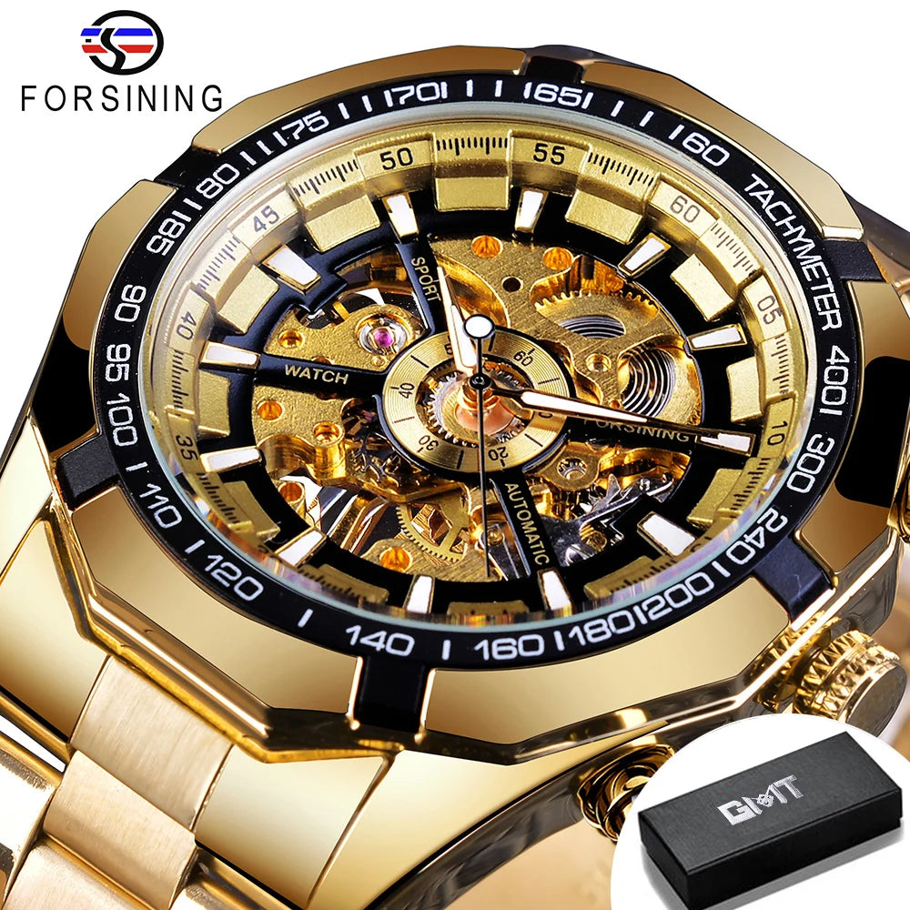 Luxury Skeleton Mechanical Watch - Stainless Steel Automatic Timepiece