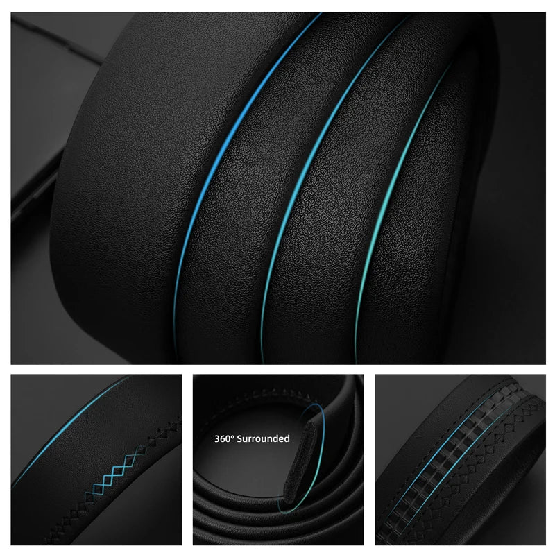 Men's Genuine Cowhide Leather Belt with Automatic Alloy Buckle