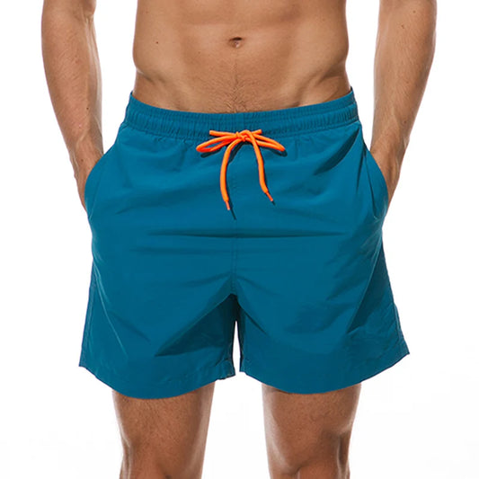 Men's Quick-Dry Swim Shorts - Solid Color Beach Swimwear