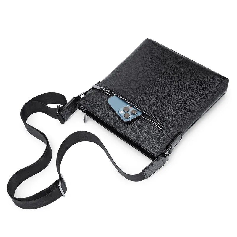 2022 Vintage Men's Genuine Leather Hard Laptop Briefcase Business Tablet Bag 9.7 Inches Black Williampolo