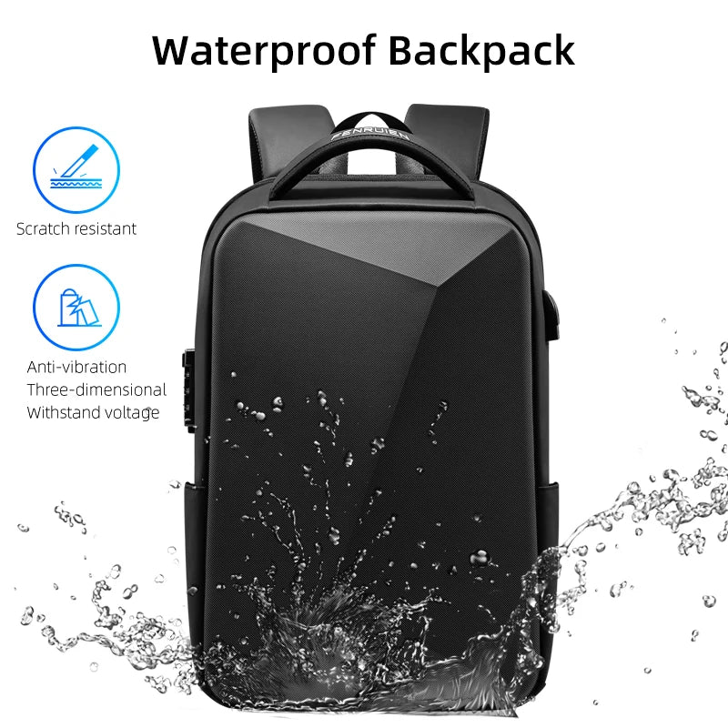 FENRUIEN Anti-Theft Laptop Backpack with USB Charging Port - Water Resistant Business Travel Bag