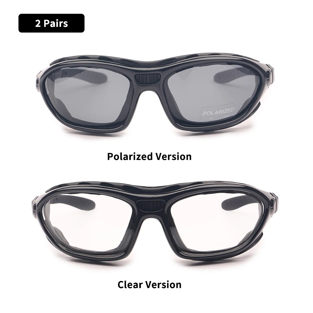 Motorcycle Goggles - Polarized Day/Night Set with Interchangeable Lenses
