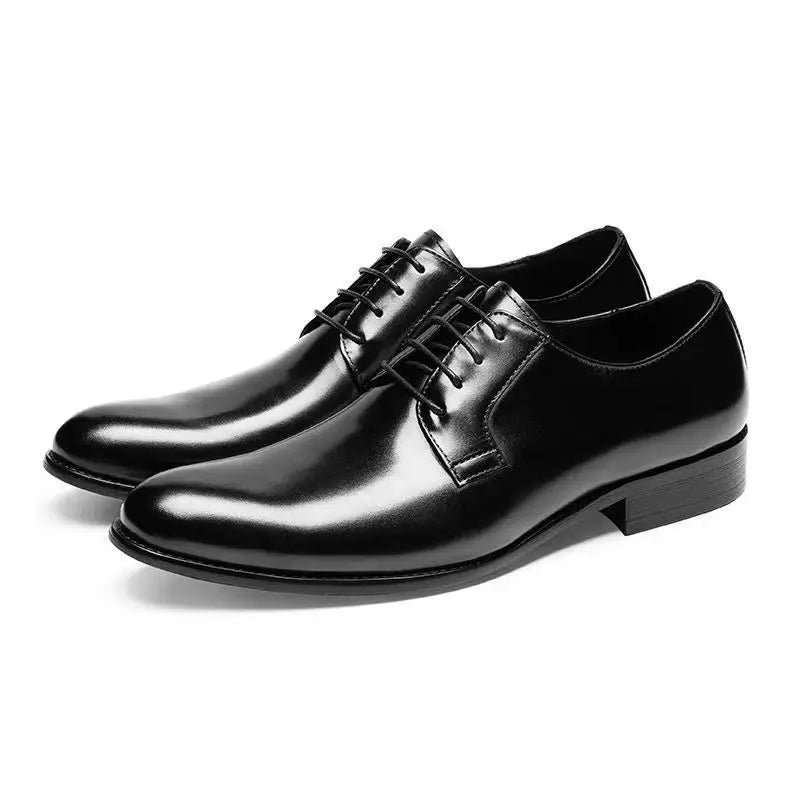 Luxury Men's Genuine Leather Upper PU Lining Pointed Toe Oxford Shoes for Office & Career Breathable Lightweight Wedding Shoes