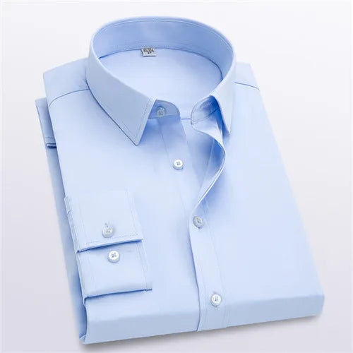 2026 New Men's Formal Dress Shirt,White Black Blue Long Sleeve Shirts, Business Slim Fit Camisa Male Chemise Red Purple