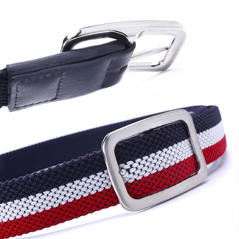 Premium Elastic Braided Belt - Unisex Stretch Canvas Golf Belt