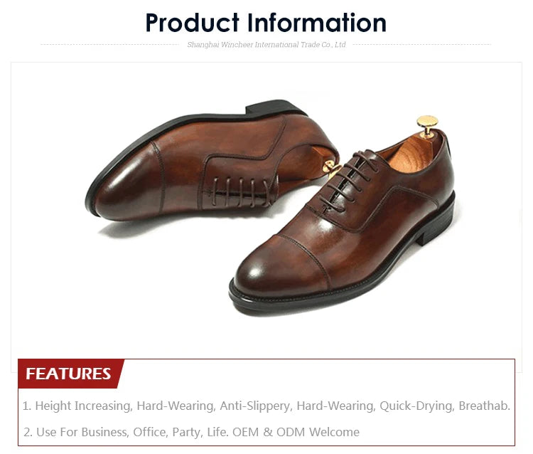 Cheap Price Black Brown High Quality Genuine Leather Waterproof Lace-Up Oxford Dress Shoes for Autumn Office & Career