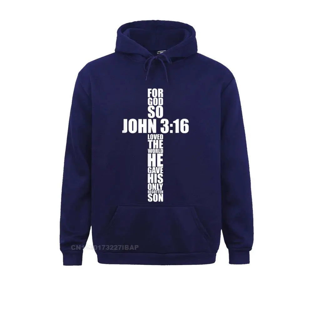 John 3:16 Christian Cross Hoodie - Religious Bible Verse Sweatshirt