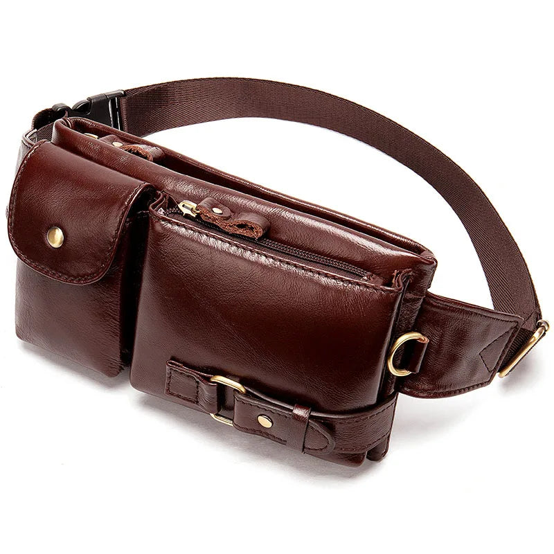 WESTAL Genuine Leather Waist Pack - Premium Cowhide Belt Bag for Men