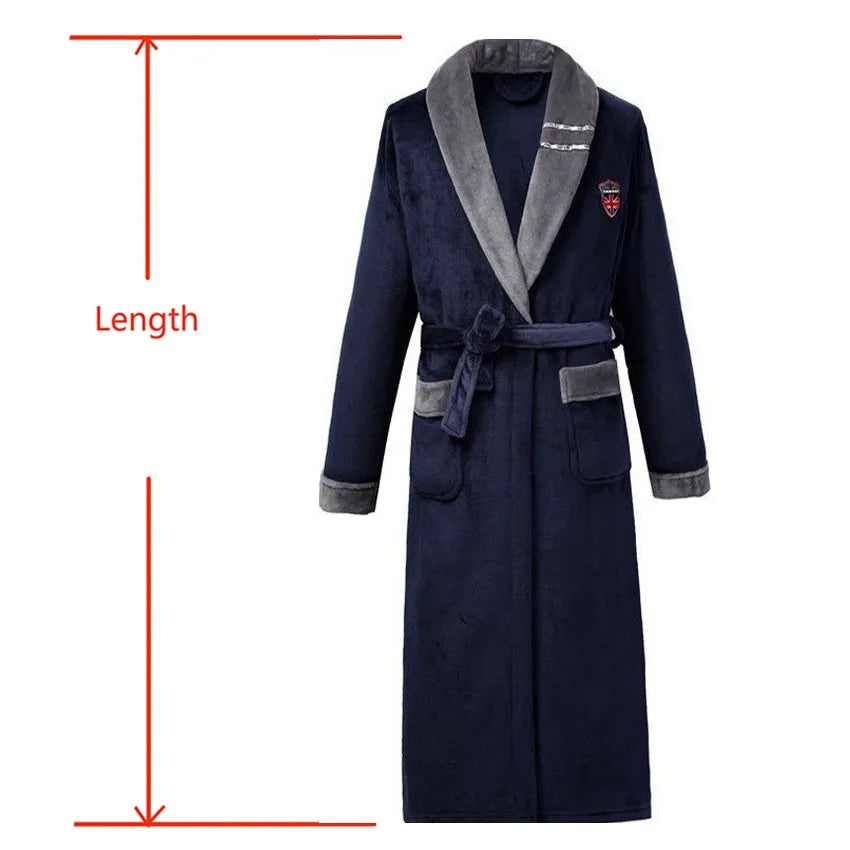Men's Flannel Kimono Bathrobe - Warm Winter Sleepwear