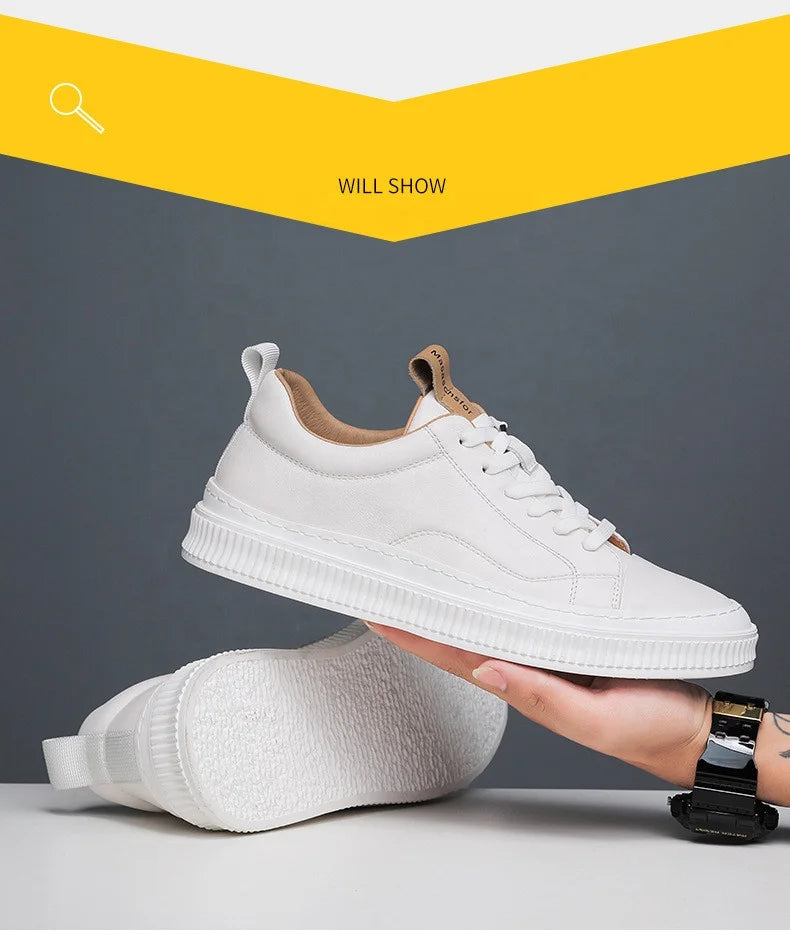 Men's Shoes 2022 New Genuine Leather All-match Sneakers Casual White Shoes