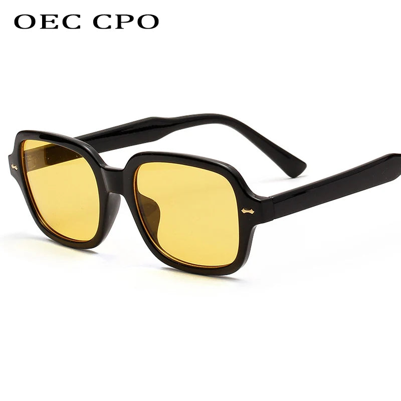 Square Frame UV400 Sunglasses - Retro Style with Rivet Detail