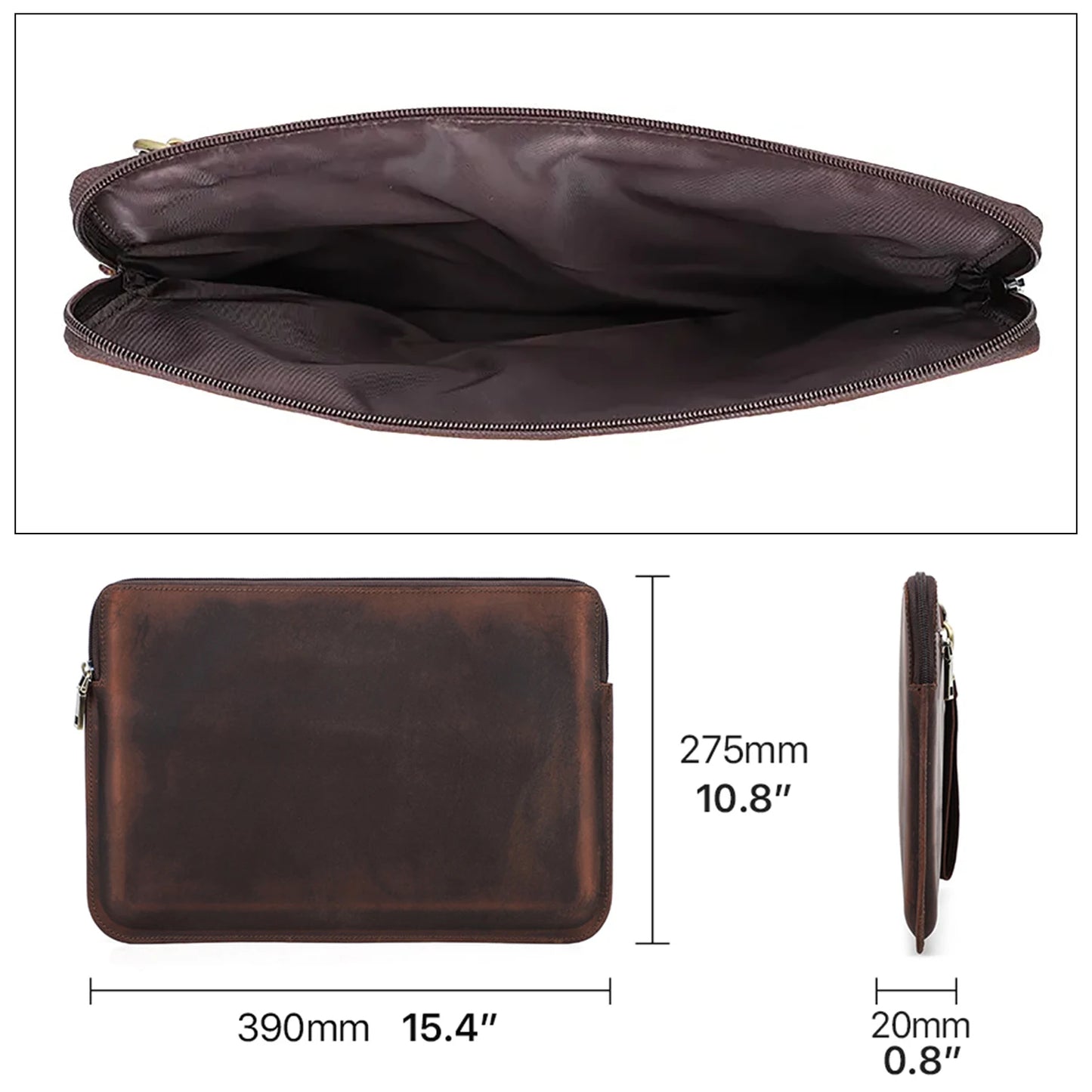 Genuine Leather Notebook Laptop Carry Sleeve Bag CONTACTS FAMILY 15 16 Inch MacBook Pro Air Cover Family Genuine Leather