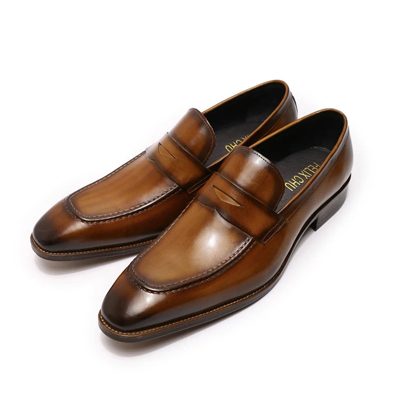 Wedding Loafers Dress Genuine Leather Shoes for Men Blue Colour New Style