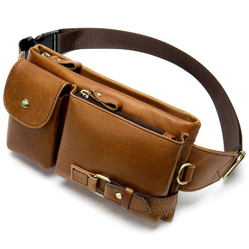 WESTAL Genuine Leather Waist Pack - Premium Cowhide Belt Bag for Men
