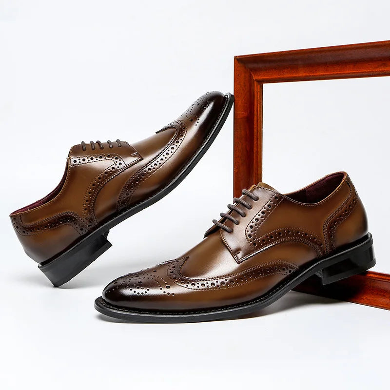 2026 New Products Italian Party Shoes No Tie Lace Cow Genuine Leather Shoes Oxford Stylish Dress Shoes for Men