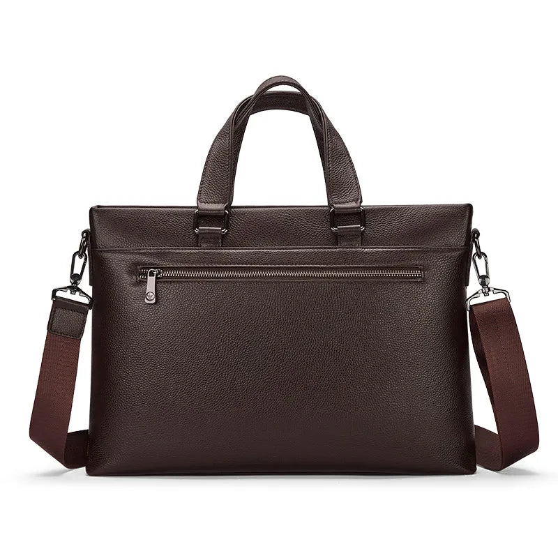 Hot Sale Men's Retro Fashion Briefcase Genuine Leather Business Handbag with OEM Black Laptop Bag