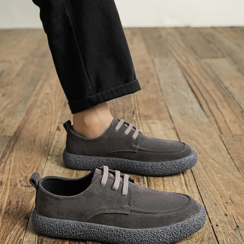 38-44 Men's New Genuine Leather Low-Top Lace-up Outdoor Hardwearing Retro Casual Sneakers