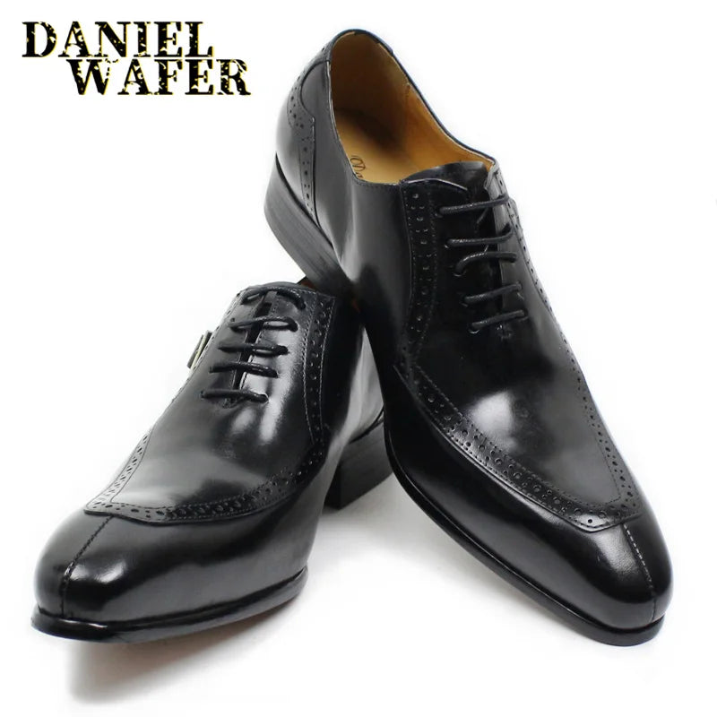 Customized Italian Style Men's Dress Genuine Leather Shoes Luxury Men  Monk Strap Lace-up Business Office Leather Wedding Shoes