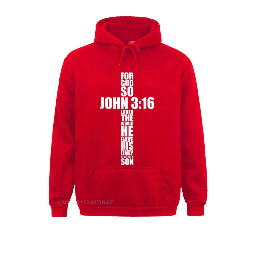 John 3:16 Christian Cross Hoodie - Religious Bible Verse Sweatshirt