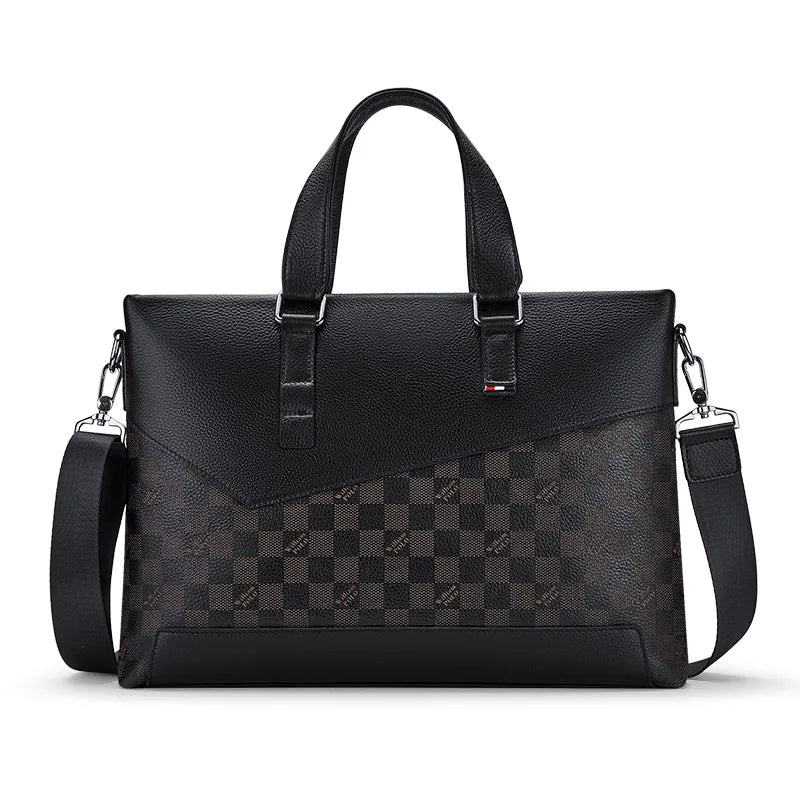 Hot Sale Men's Retro Fashion Briefcase Genuine Leather Business Handbag with OEM Black Laptop Bag