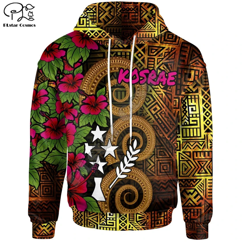 Tribal Kosrae Polynesian Tropical Flower Hibiscus Hoodie - Unisex Streetwear