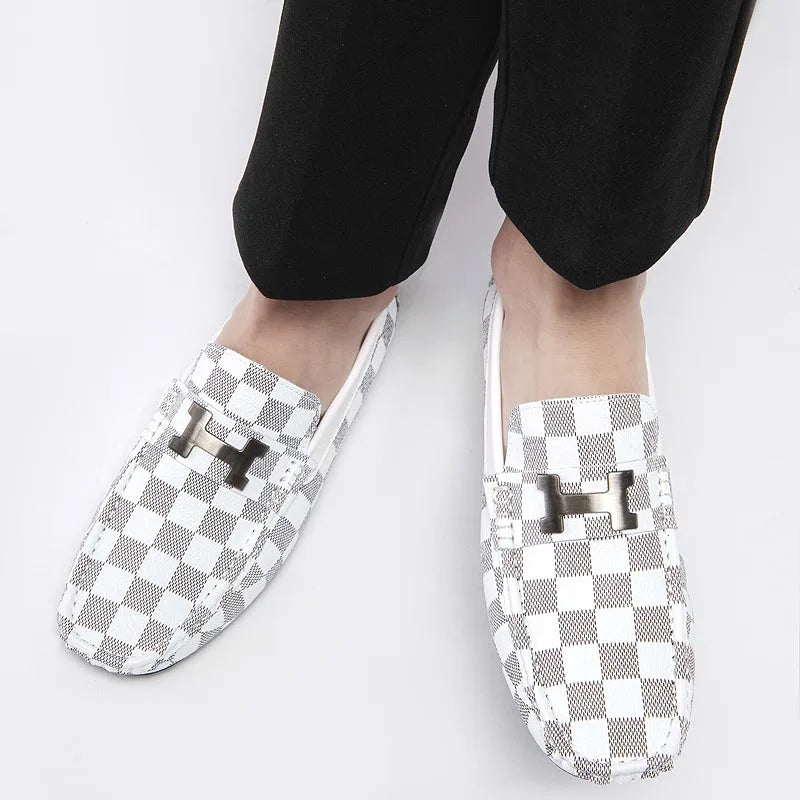 Mens Leather Loafers Non Slip Walking Flats Breathable Outdoor Slip on Casual Shoes for Male Work Office Driving Sneakers