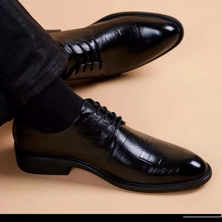 New Male Italian Brand Genuine Leather Party Mens Black Casual Dress Shoes Zapatos Hombre Formal Office Shoes for Men