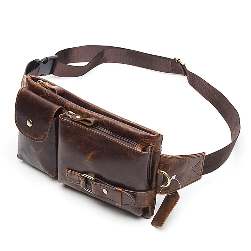 WESTAL Genuine Leather Waist Pack - Premium Cowhide Belt Bag for Men