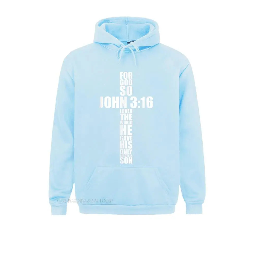 John 3:16 Christian Cross Hoodie - Religious Bible Verse Sweatshirt
