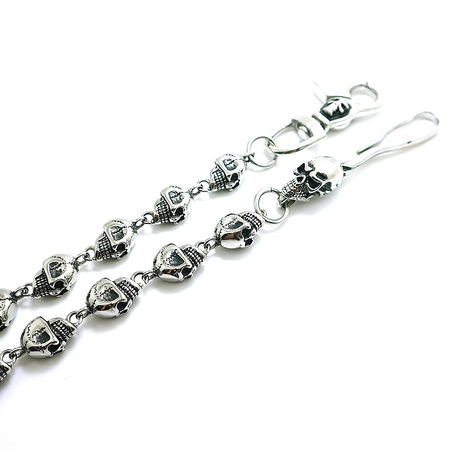 NONE Unisex 316L Stainless Steel Skull Skeleton Jeans Chain Belt - Durable Metal Construction