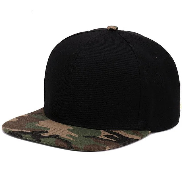 Hatlander Camouflage Snapback Cap - Unisex Flat Brim Polyester Baseball Hat With No Embroidery
