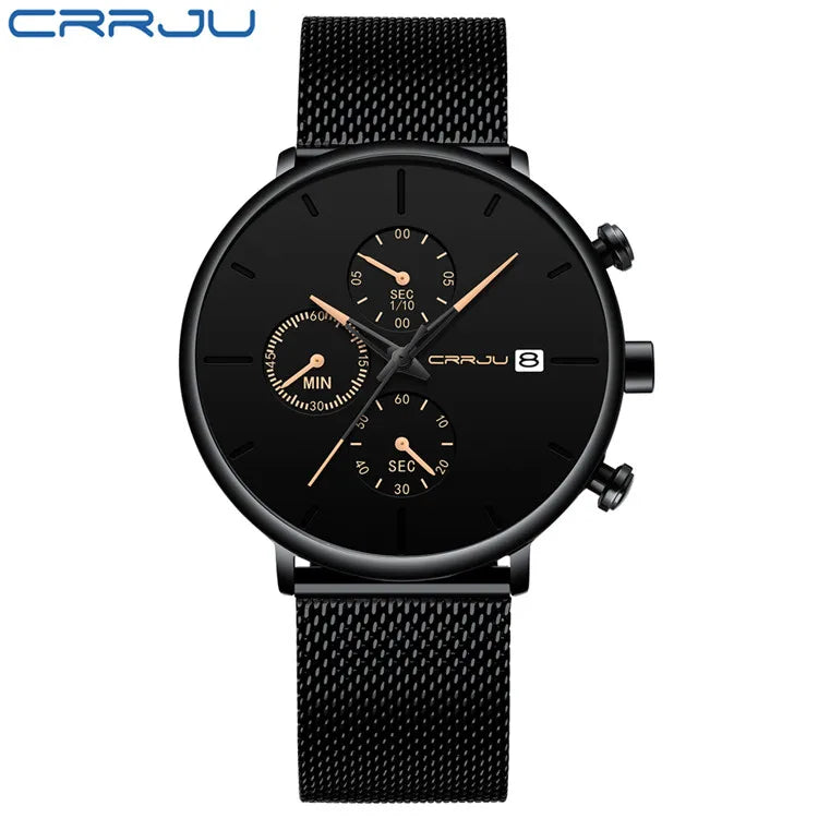 Men's Waterproof Minimalist Watch with Slim Mesh Strap