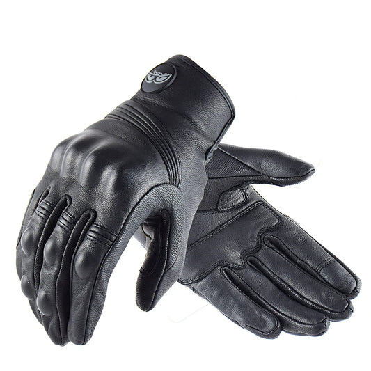 BERIK Vintage Motorcycle Gloves Men Black Full Finger Genuine Leather Motocross Biker Guantes Touch Screen Moto Cycling Gloves