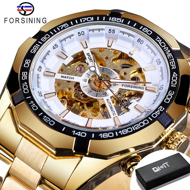 Luxury Skeleton Mechanical Watch - Stainless Steel Automatic Timepiece