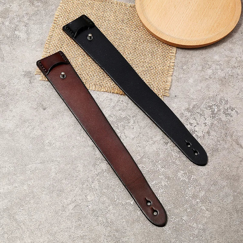 ZORCVENS Vintage Irregular Genuine Leather Bracelet - Unisex Wide Brown Cuff Wrap Punk Wristband