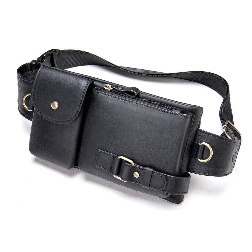 WESTAL Genuine Leather Waist Pack - Premium Cowhide Belt Bag for Men