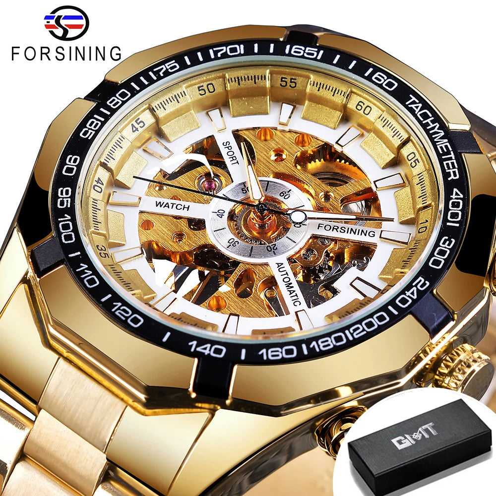 Luxury Skeleton Mechanical Watch - Stainless Steel Automatic Timepiece