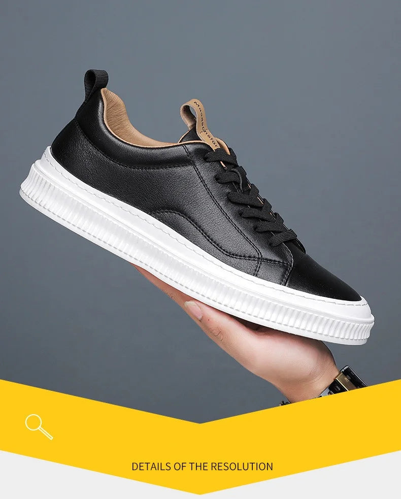 Men's Shoes 2022 New Genuine Leather All-match Sneakers Casual White Shoes