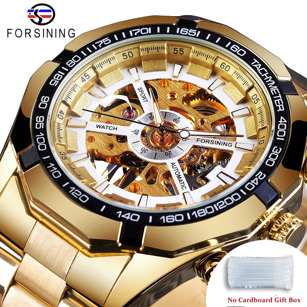 Luxury Skeleton Mechanical Watch - Stainless Steel Automatic Timepiece