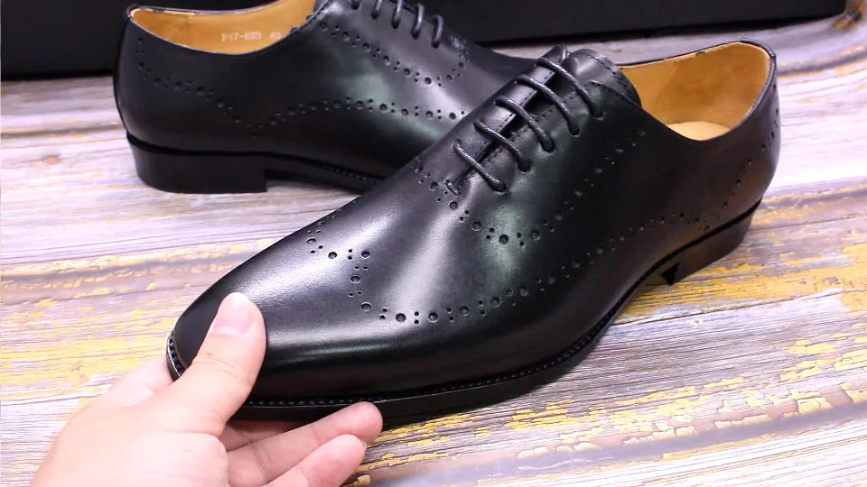 2025 New Luxury Brogue Genuine Leather Dress Shoes for Men Lace-Up Brown Wedding Party Men Office Oxford Shoes for Men